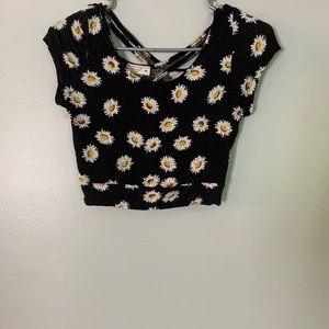 Love J black and white daisy crop top